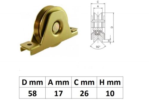 STTKG60Y, Süllyesztett talpas tolókapu görgő Y profil, 60 mm